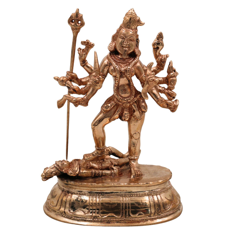 Bronze Kali Idol – Mahakali, Chamundeshwari, Bhadrakali, Adi Shakti Murti for Pooja, Home Temple & Decor,Gold, 6 Inch, 1 Piece
