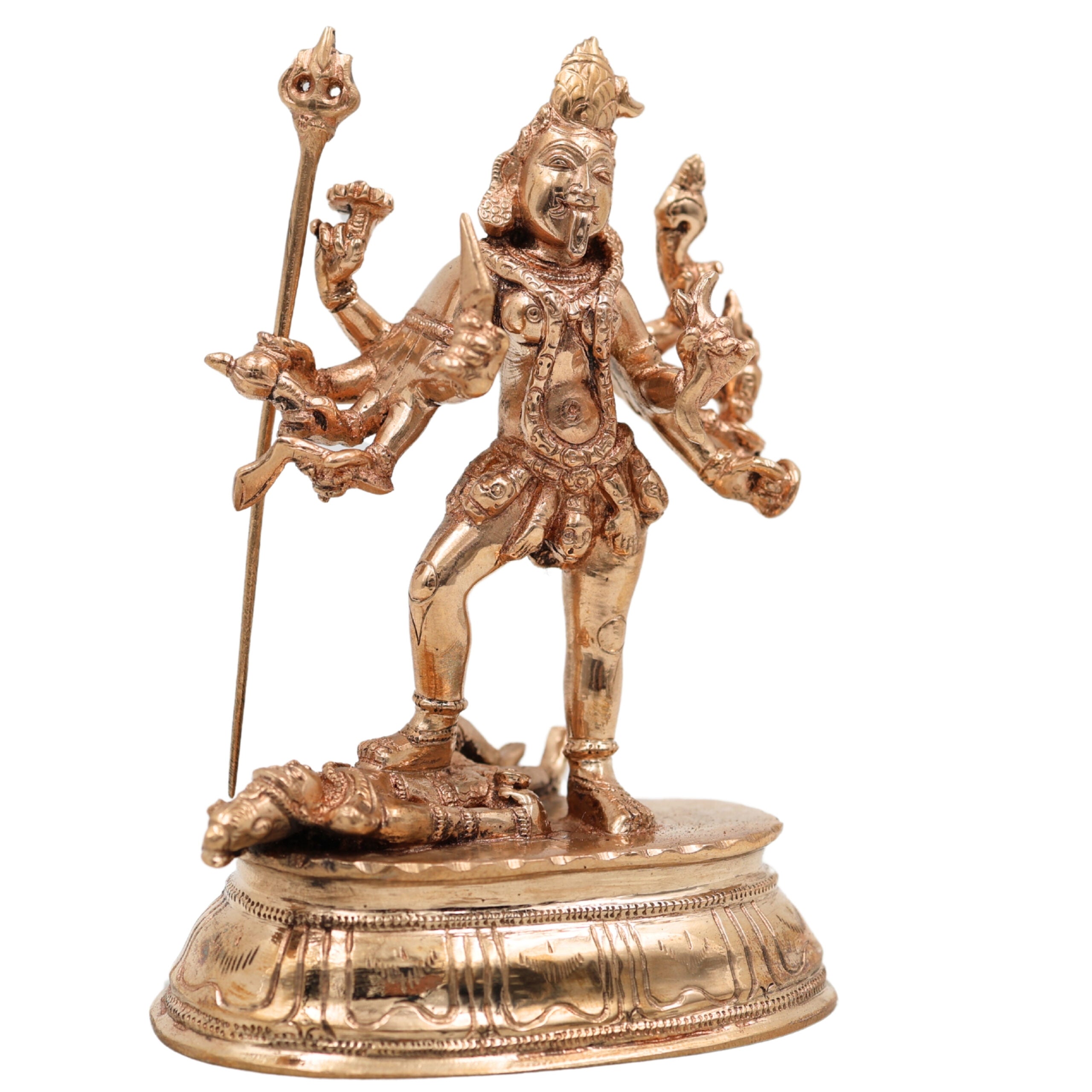 Bronze Kali Idol – Mahakali, Chamundeshwari, Bhadrakali, Adi Shakti Murti for Pooja, Home Temple & Decor,Gold, 6 Inch, 1 Piece