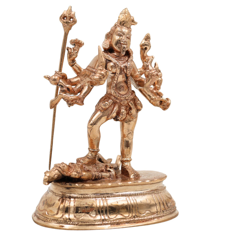 Bronze Kali Idol – Mahakali, Chamundeshwari, Bhadrakali, Adi Shakti Murti for Pooja, Home Temple & Decor,Gold, 6 Inch, 1 Piece