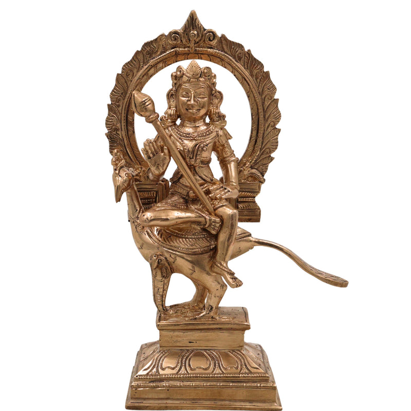 Handcrafted Bronze Panchaloha Murugan Idol – Kartikeya | Skanda | Subramanya | Vel Murugan | Chola Art South Indian Temple Sculpture,Gold, 8 Inch, 1 Piece