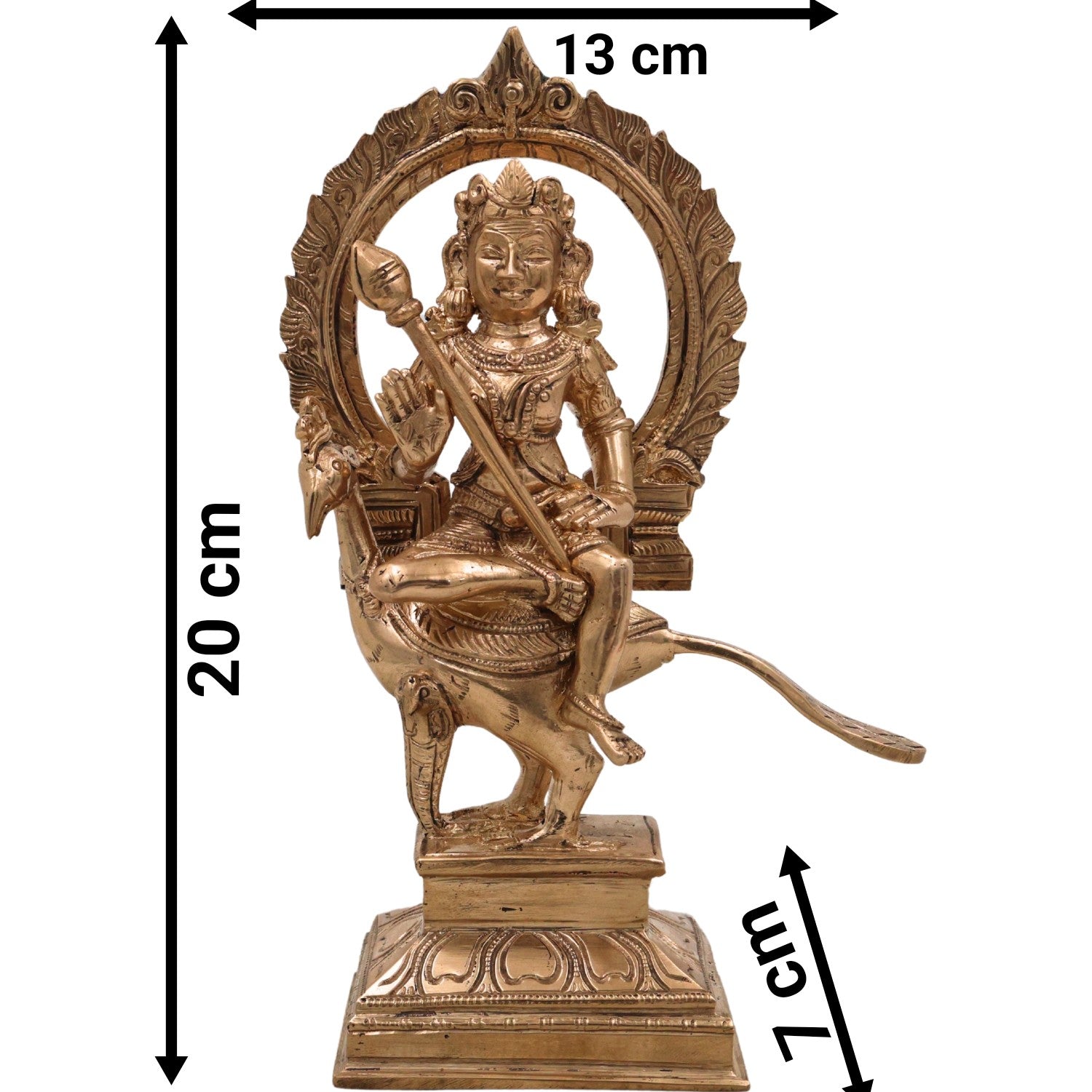 Handcrafted Bronze Panchaloha Murugan Idol – Kartikeya | Skanda | Subramanya | Vel Murugan | Chola Art South Indian Temple Sculpture,Gold, 8 Inch, 1 Piece