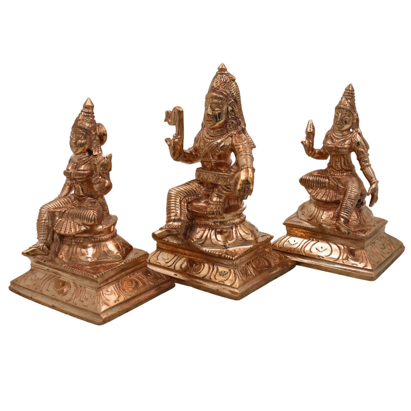 Bronze Panchaloha Shasta Aiyanar Idol with Poorna & Pushkala | Handmade Ayyanar Silai | Sastha Iyyanar Grama Devata Statue | Chola Art Kula Deivam Murti,Gold, 4.5 Inch, 1 Piece