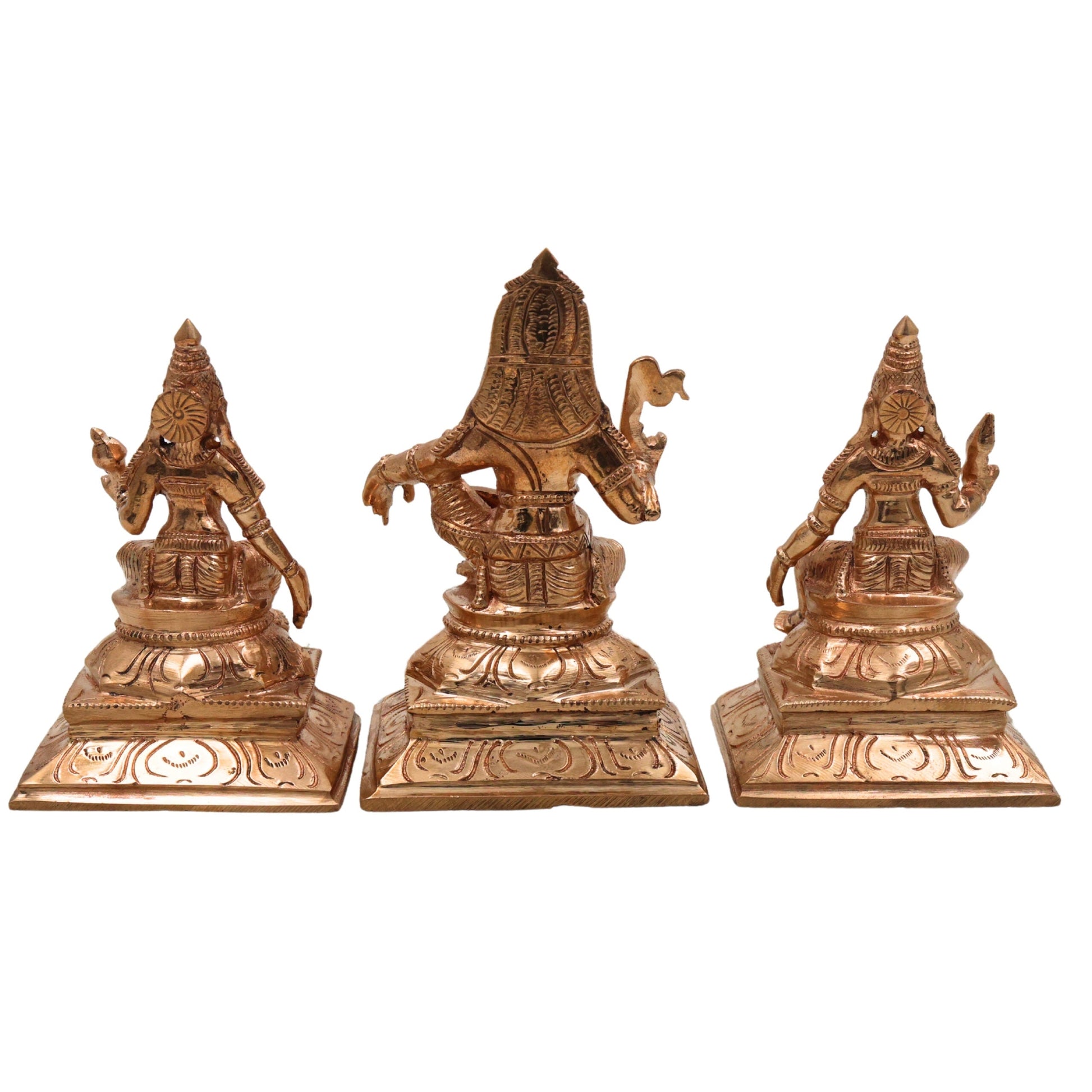 Bronze Panchaloha Shasta Aiyanar Idol with Poorna & Pushkala | Handmade Ayyanar Silai | Sastha Iyyanar Grama Devata Statue | Chola Art Kula Deivam Murti,Gold, 4.5 Inch, 1 Piece