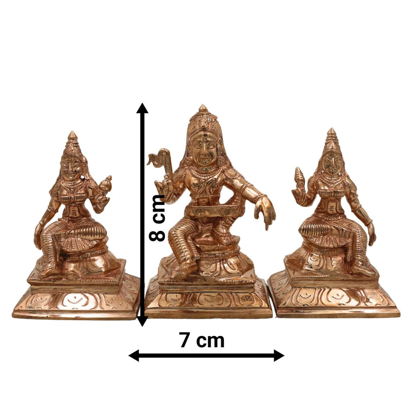 Bronze Panchaloha Shasta Aiyanar Idol with Poorna & Pushkala | Handmade Ayyanar Silai | Sastha Iyyanar Grama Devata Statue | Chola Art Kula Deivam Murti,Gold, 4.5 Inch, 1 Piece