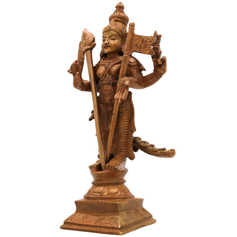 Bronze Lord Murugan Idol, Handcrafted Subramanya Kartikeya Murti for Pooja, Temple & Home Decor, Brown, 6.5 Inch, 1 Piece