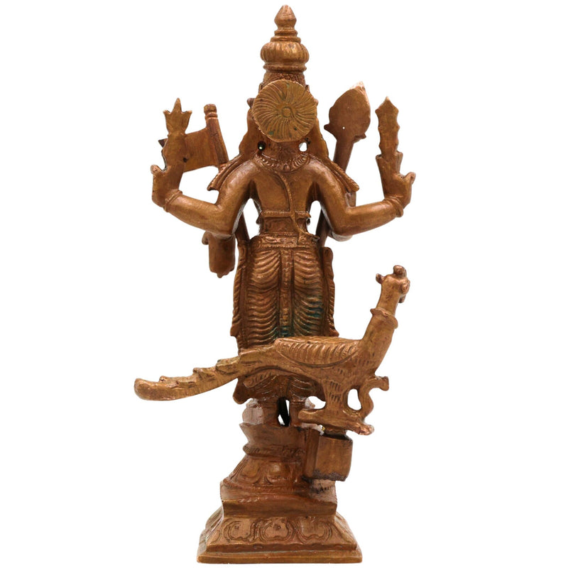Bronze Lord Murugan Idol, Handcrafted Subramanya Kartikeya Murti for Pooja, Temple & Home Decor, Brown, 6.5 Inch, 1 Piece