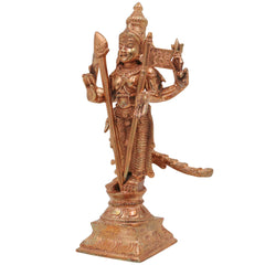 Bronze Handcrafted Murugan Idol | Panchaloha Skanda Statue | Kartikeya / Subramanya / Shanmuga | South India Art, Brown, 6.5 Inch, 1 Piece