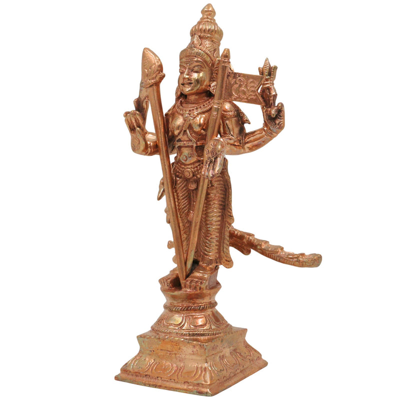 Bronze Handcrafted Murugan Idol | Panchaloha Skanda Statue | Kartikeya / Subramanya / Shanmuga | South India Art, Brown, 6.5 Inch, 1 Piece