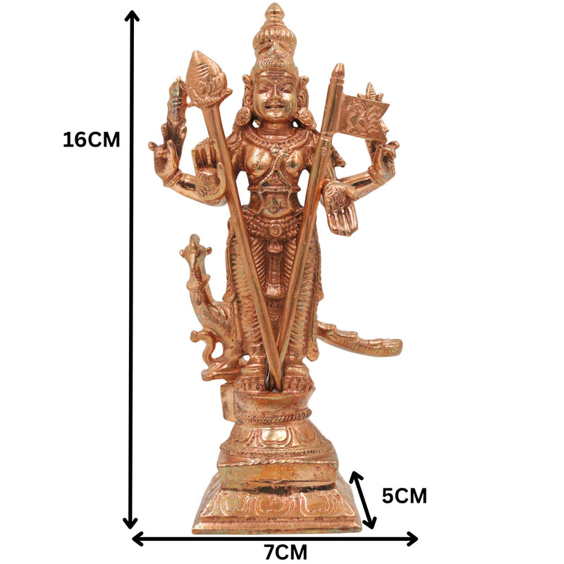 Bronze Handcrafted Murugan Idol | Panchaloha Skanda Statue | Kartikeya / Subramanya / Shanmuga | South India Art, Brown, 6.5 Inch, 1 Piece