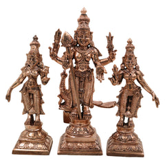 Bronze Panchaloha Murugan Idol with Devasena & Valli – Lord Bronze Panchaloha Murugan IdolVel Murugan Statue – Handcrafted Chola Art Sculpture,Gold, 6.5 Inch, 1 Piece