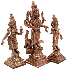 Bronze Panchaloha Murugan Idol with Devasena & Valli – Lord Bronze Panchaloha Murugan IdolVel Murugan Statue – Handcrafted Chola Art Sculpture,Gold, 6.5 Inch, 1 Piece
