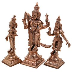Bronze Panchaloha Murugan Idol with Devasena & Valli – Lord Bronze Panchaloha Murugan IdolVel Murugan Statue – Handcrafted Chola Art Sculpture,Gold, 6.5 Inch, 1 Piece