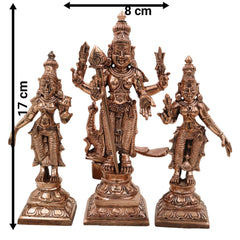 Bronze Panchaloha Murugan Idol with Devasena & Valli – Lord Bronze Panchaloha Murugan IdolVel Murugan Statue – Handcrafted Chola Art Sculpture,Gold, 6.5 Inch, 1 Piece