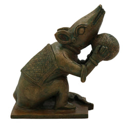 Bronze Mooshika Vahana Idol, Ganapati Vahana, Panchaloha Ganesh Mouse, Mushika Moorthi | Pittalai Chola-Style Sculpture for Pooja & Home Temple,Gold, 4.5 Inch, 1 Piece