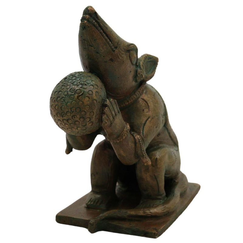 Bronze Mooshika Vahana Idol, Ganapati Vahana, Panchaloha Ganesh Mouse, Mushika Moorthi | Pittalai Chola-Style Sculpture for Pooja & Home Temple,Gold, 4.5 Inch, 1 Piece