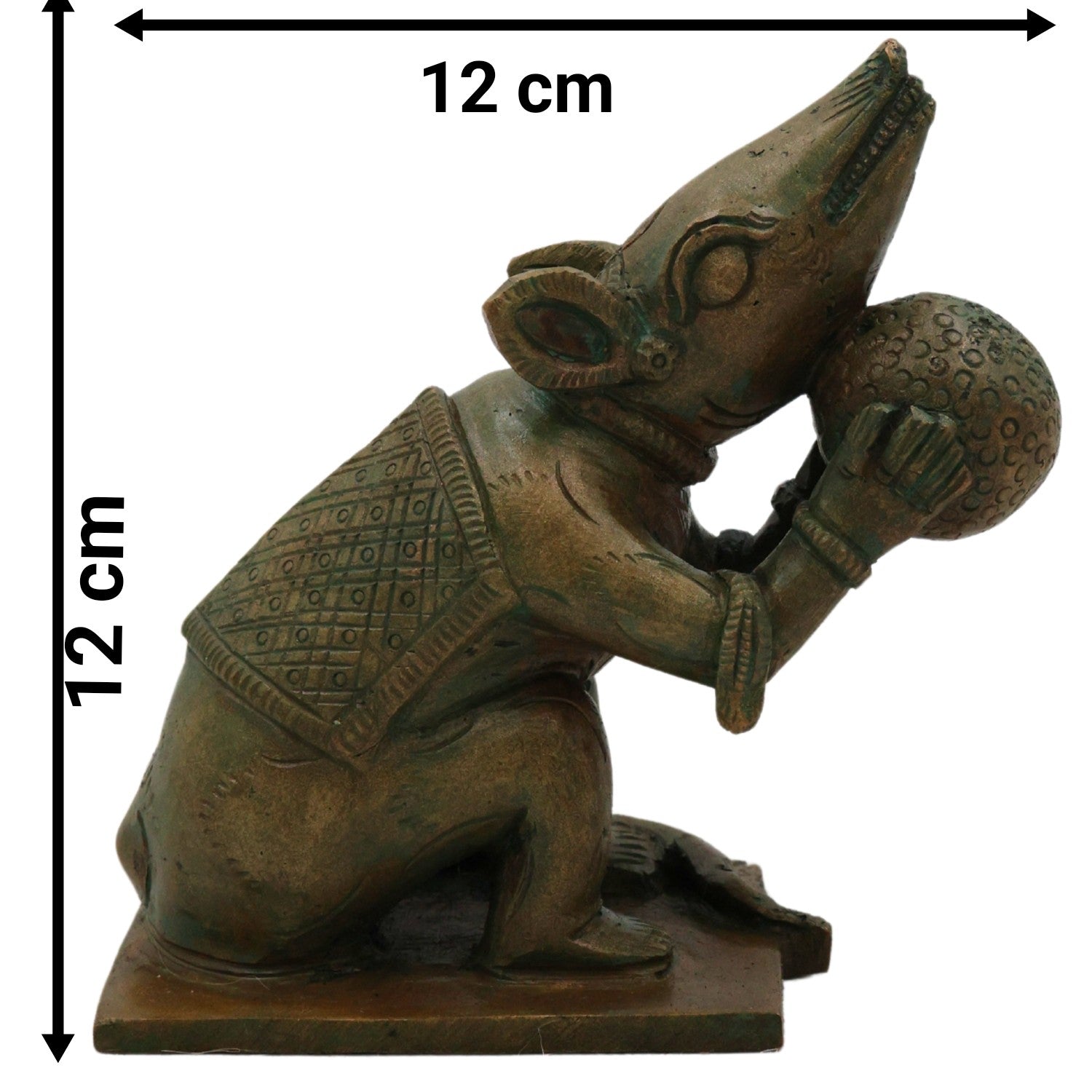 Bronze Mooshika Vahana Idol, Ganapati Vahana, Panchaloha Ganesh Mouse, Mushika Moorthi | Pittalai Chola-Style Sculpture for Pooja & Home Temple,Gold, 4.5 Inch, 1 Piece