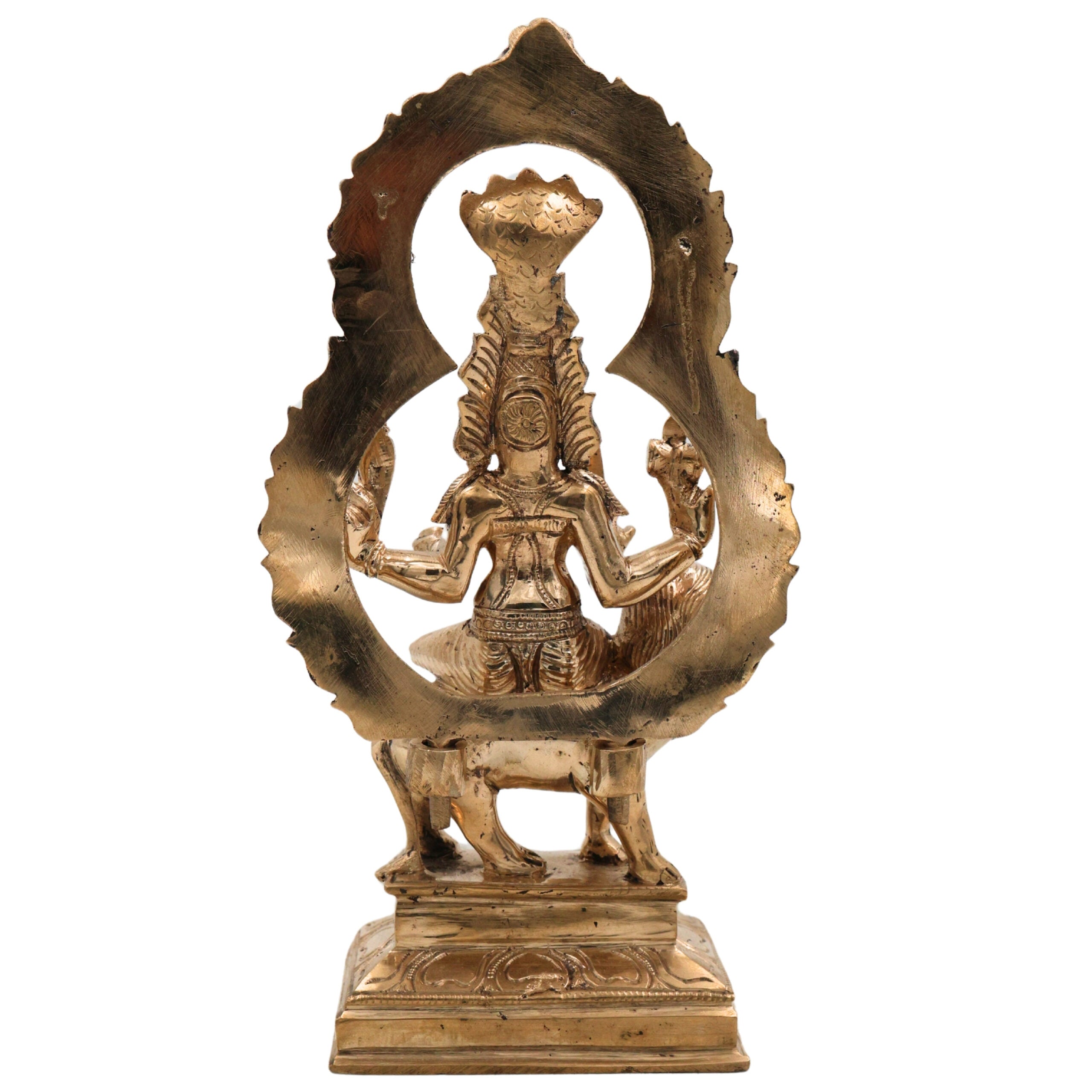 Bronze Panchaloha Mariyamma Sitting On Lion – Adhi Shakti Idol | Chola Art Divine Goddess Sculpture,Gold, 9 Inch, 1 Piece