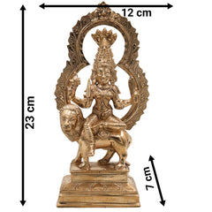 Bronze Panchaloha Mariyamma Sitting On Lion – Adhi Shakti Idol | Chola Art Divine Goddess Sculpture,Gold, 9 Inch, 1 Piece