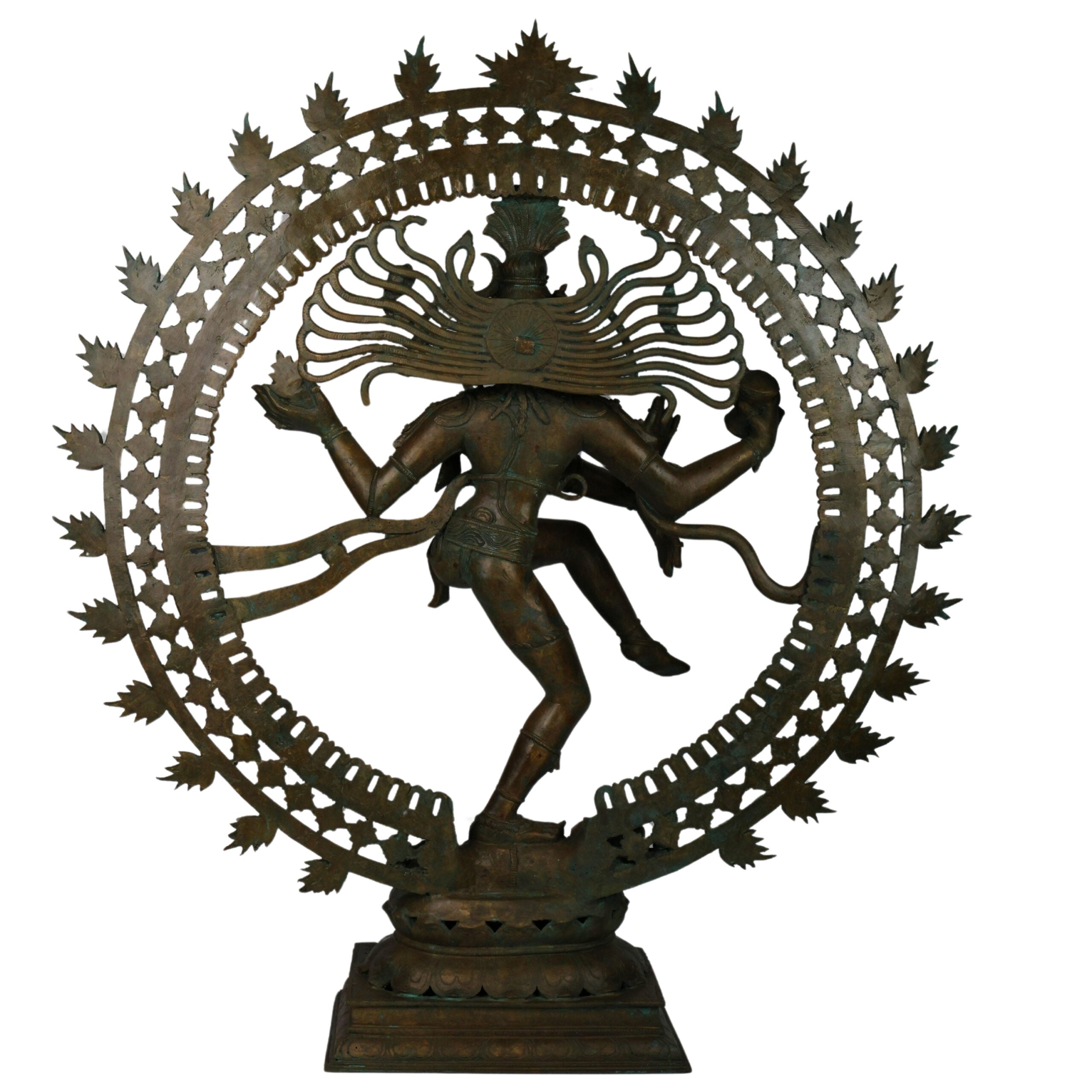 Bronze Panchaloha Nataraja Idol | Chola Art Dancing Shiva Cosmic Ananda Tandava Murti Statue | South Indian Temple Sculpture,Brown, 34 Inch, 1 Piece