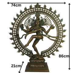 Bronze Panchaloha Nataraja Idol | Chola Art Dancing Shiva Cosmic Ananda Tandava Murti Statue | South Indian Temple Sculpture,Brown, 34 Inch, 1 Piece
