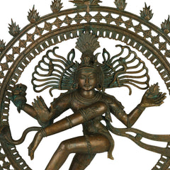 Bronze Panchaloha Nataraja Idol | Chola Art Dancing Shiva Cosmic Ananda Tandava Murti Statue | South Indian Temple Sculpture,Brown, 34 Inch, 1 Piece