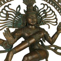 Bronze Panchaloha Nataraja Idol | Chola Art Dancing Shiva Cosmic Ananda Tandava Murti Statue | South Indian Temple Sculpture,Brown, 34 Inch, 1 Piece
