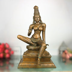 Bronze Bhoga Sakthi Amman | Shivagami Parvati Murti in Chola Art Style for Pooja, Temple & Home DecorBrown, 20.5 Inch, 1 Piece
