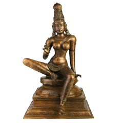 Bronze Bhoga Sakthi Amman | Shivagami Parvati Murti in Chola Art Style for Pooja, Temple & Home DecorBrown, 20.5 Inch, 1 Piece