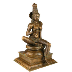 Bronze Bhoga Sakthi Amman | Shivagami Parvati Murti in Chola Art Style for Pooja, Temple & Home DecorBrown, 20.5 Inch, 1 Piece