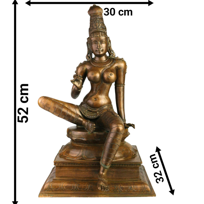 Bronze Bhoga Sakthi Amman | Shivagami Parvati Murti in Chola Art Style for Pooja, Temple & Home DecorBrown, 20.5 Inch, 1 Piece