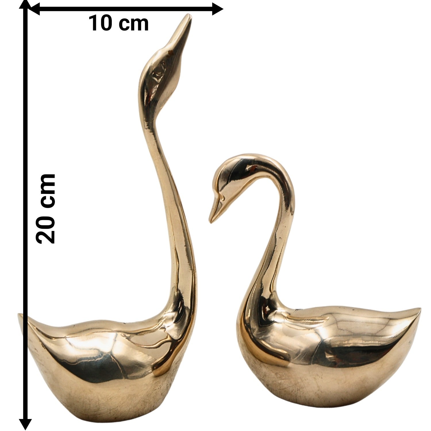 Bhunes Brass Swan Sculpture Set – Animal Decor, Collectible Figurines & Gift Pair, Set Of 2, Gold, 8 Inch