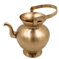 Bhunes Handmade Brass Kamandal, Traditional Ascetic Water Pot, Brass Kamandalu, Pooja Kalash, Ritual Vessel, 1 Litre,Gold, 6.5 Inch, 1 Piece