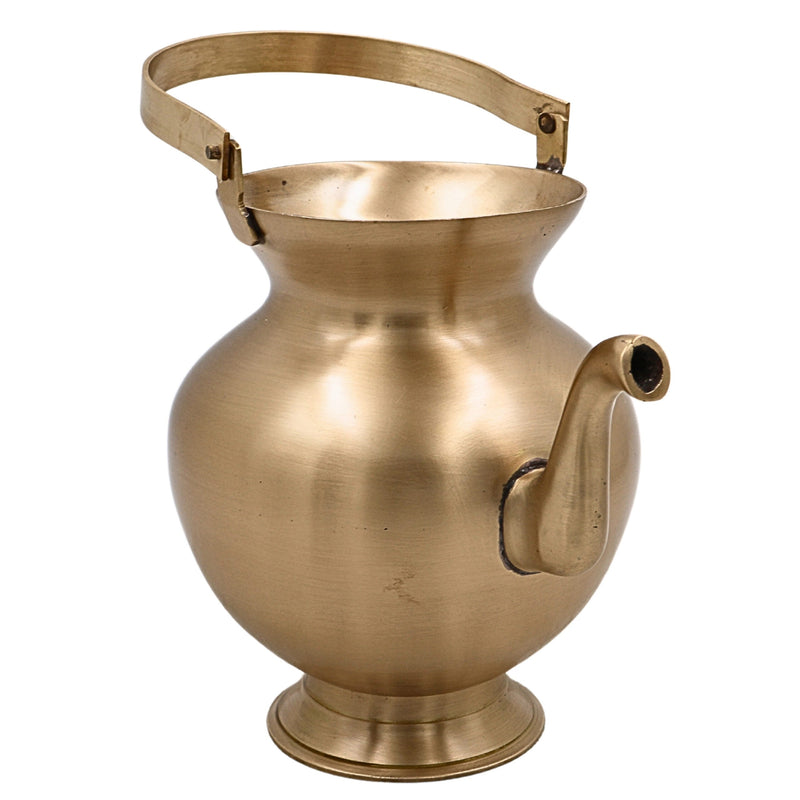 Bhunes Handmade Brass Kamandal, Traditional Ascetic Water Pot, Brass Kamandalu, Pooja Kalash, Ritual Vessel, 1 Litre,Gold, 6.5 Inch, 1 Piece