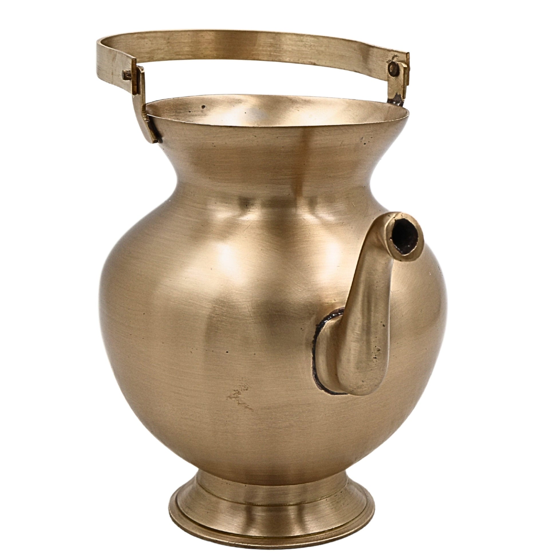 Bhunes Handmade Brass Kamandal, Traditional Ascetic Water Pot, Brass Kamandalu, Pooja Kalash, Ritual Vessel, 1 Litre,Gold, 6.5 Inch, 1 Piece