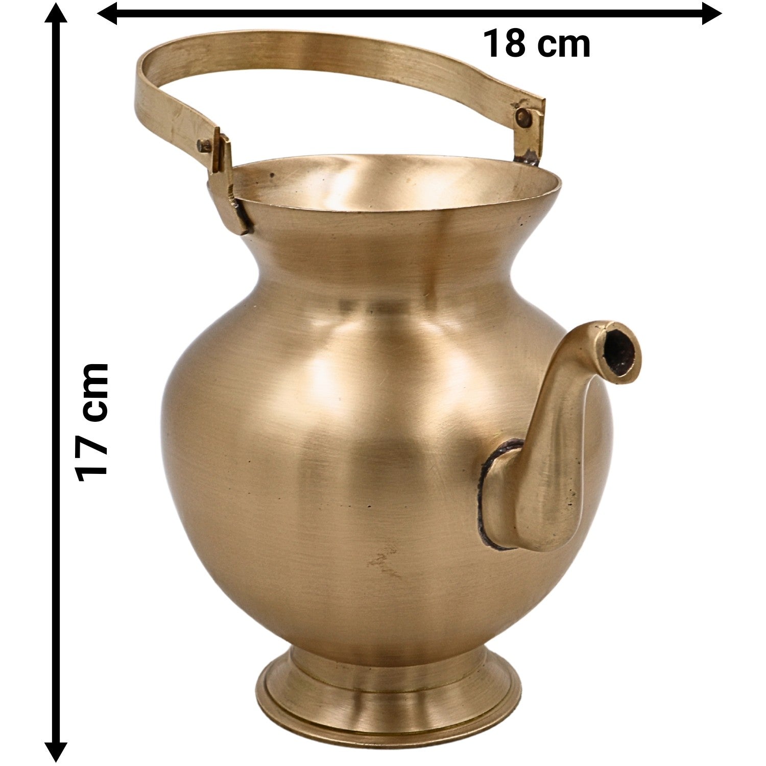 Bhunes Handmade Brass Kamandal, Traditional Ascetic Water Pot, Brass Kamandalu, Pooja Kalash, Ritual Vessel, 1 Litre,Gold, 6.5 Inch, 1 Piece