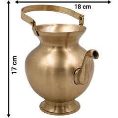 Bhunes Handmade Brass Kamandal, Traditional Ascetic Water Pot, Brass Kamandalu, Pooja Kalash, Ritual Vessel, 1 Litre,Gold, 6.5 Inch, 1 Piece