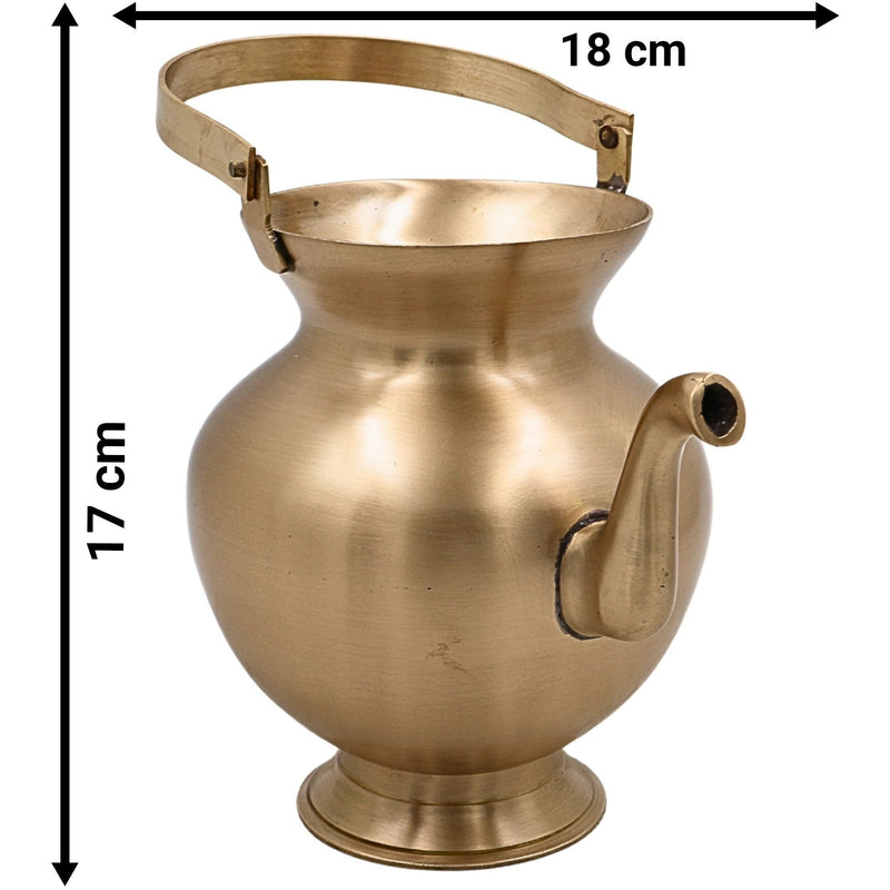 Bhunes Handmade Brass Kamandal, Traditional Ascetic Water Pot, Brass Kamandalu, Pooja Kalash, Ritual Vessel, 1 Litre,Gold, 6.5 Inch, 1 Piece