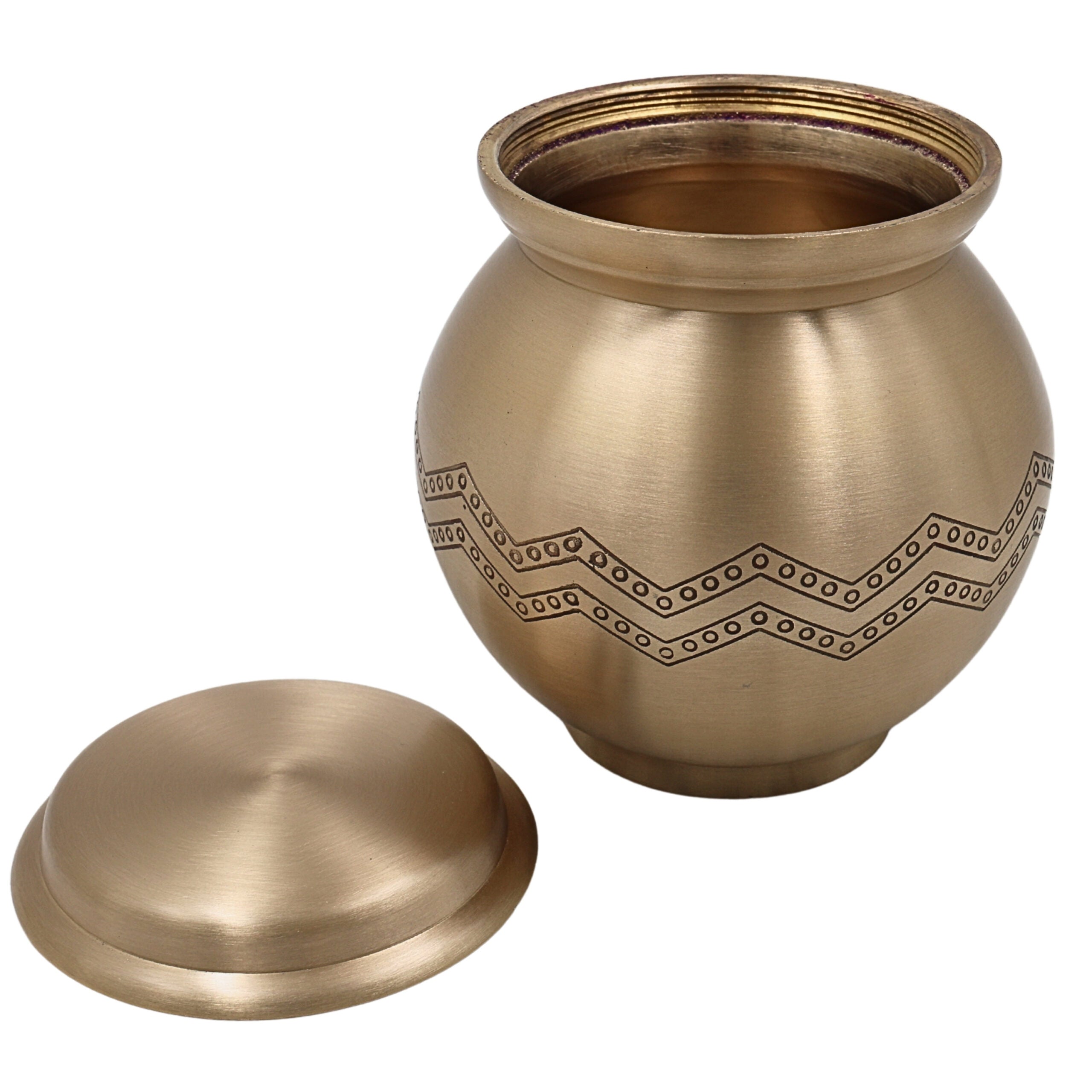 Bhunes Handcrafted Brass Ghee Box, Multi-Purpose Storage Container for Kitchen, Pooja & Spices ,1 Litre, Gold, 5.5 Inch, 1 Piece