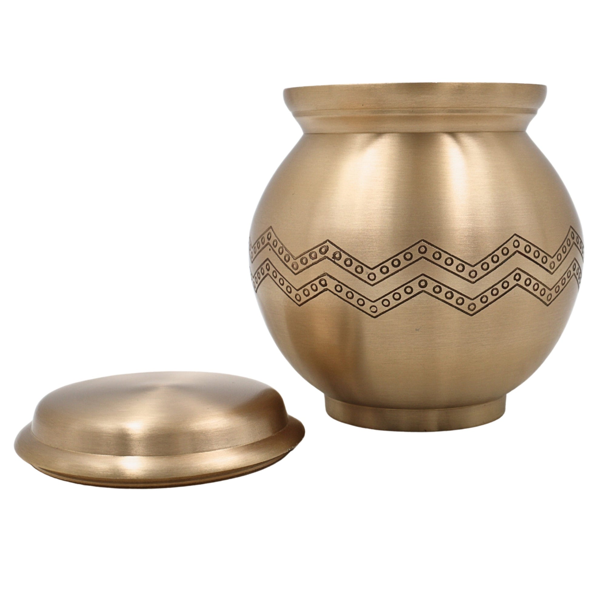 Bhunes Handcrafted Brass Ghee Box, Multi-Purpose Storage Container for Kitchen, Pooja & Spices ,1 Litre, Gold, 5.5 Inch, 1 Piece