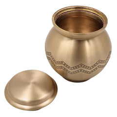 Bhunes Handcrafted Brass Ghee Box, Multi-Purpose Storage Container for Kitchen, Pooja & Spices ,1 Litre, Gold, 5.5 Inch, 1 Piece