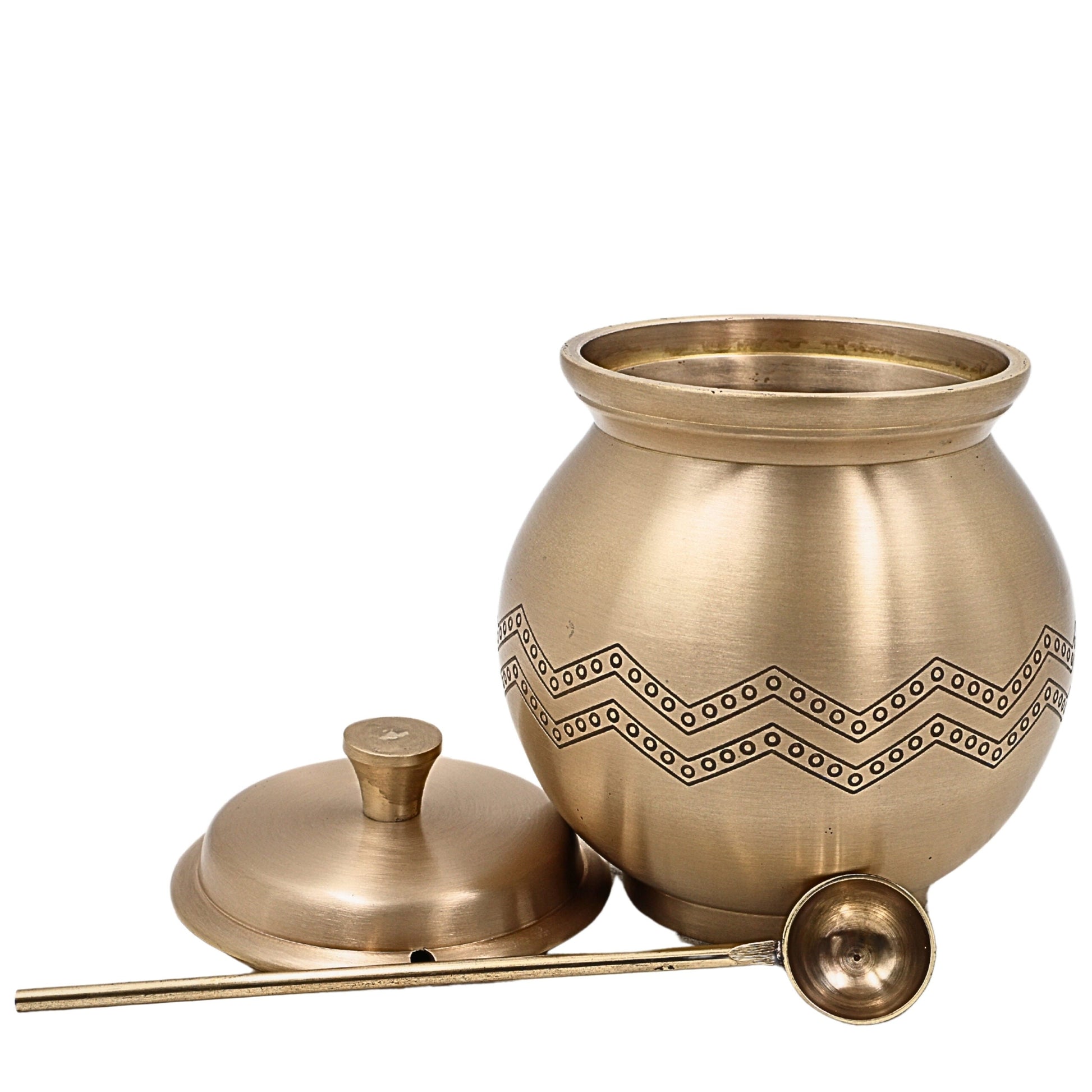 Bhunes Handcrafted Brass Multi-Use Storage Box, Traditional Peetal Ghee Container, Vintage Ghee Pot, and Multi-Purpose Brass Jar, 1Litre, Gold, 5.5 Inch, 1 Piece