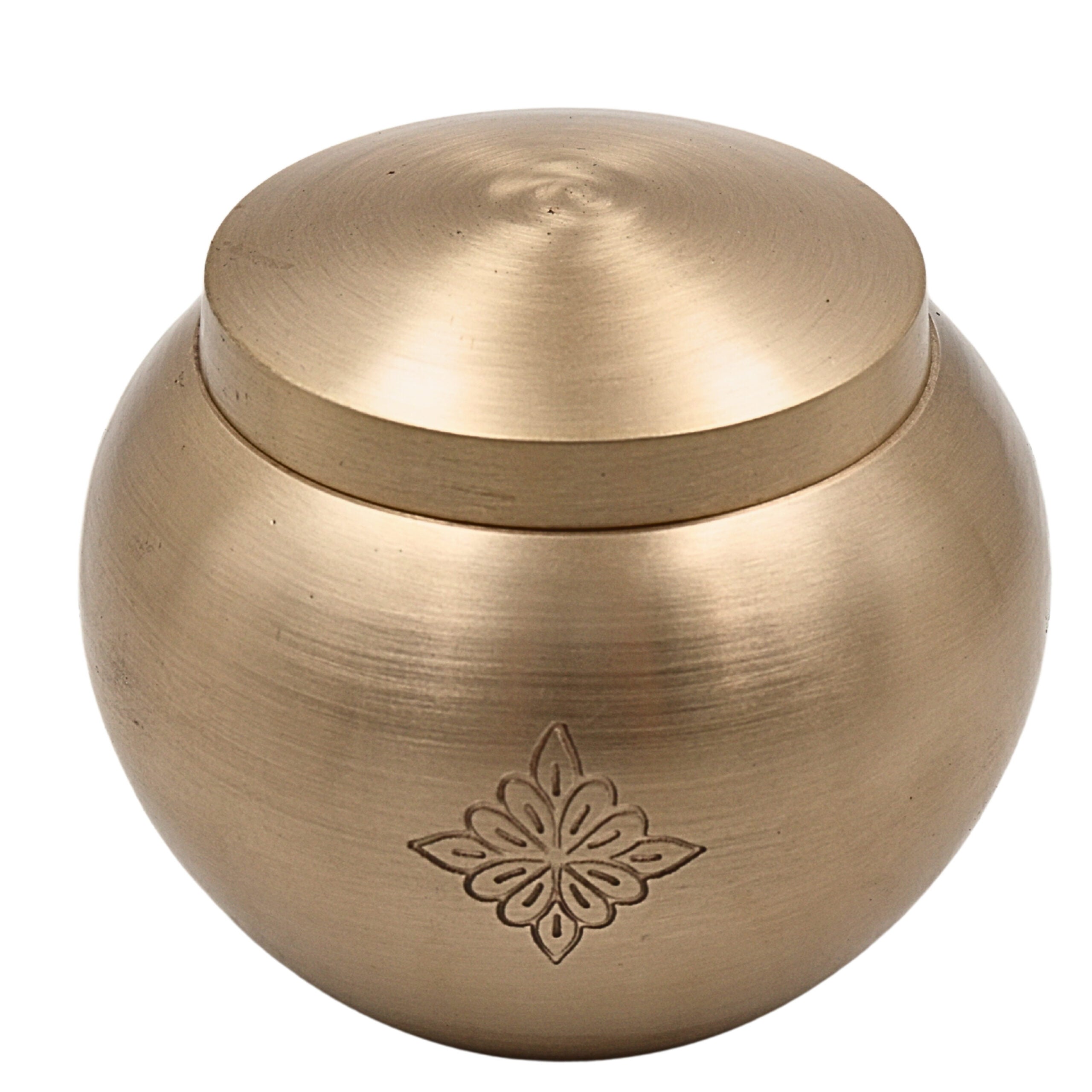Bhunes Handcrafted Brass Ghee Box, Traditional Multi-Use Storage Container for Kitchen & Spices, 0.5 Litre, Gold, 3.5 Inch, 1 Piece