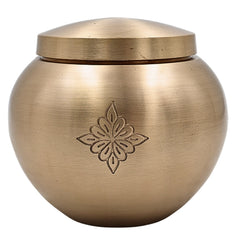 Bhunes Handcrafted Brass Ghee Box, Traditional Multi-Use Storage Container for Kitchen & Spices, 0.5 Litre, Gold, 3.5 Inch, 1 Piece