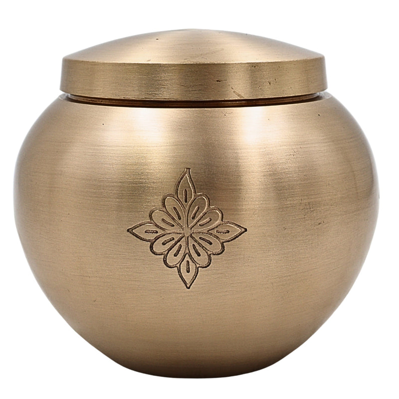 Bhunes Handcrafted Brass Ghee Box, Traditional Multi-Use Storage Container for Kitchen & Spices, 0.5 Litre, Gold, 3.5 Inch, 1 Piece