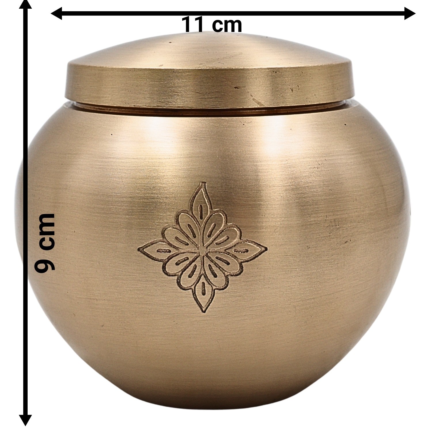 Bhunes Handcrafted Brass Ghee Box, Traditional Multi-Use Storage Container for Kitchen & Spices, 0.5 Litre, Gold, 3.5 Inch, 1 Piece