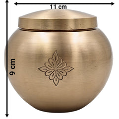 Bhunes Handcrafted Brass Ghee Box, Traditional Multi-Use Storage Container for Kitchen & Spices, 0.5 Litre, Gold, 3.5 Inch, 1 Piece