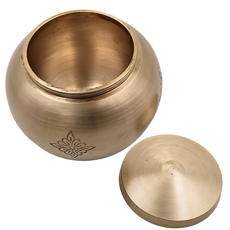 Bhunes Handcrafted Brass Ghee Box, Traditional Multi-Use Storage Container for Kitchen & Spices, 0.5 Litre, Gold, 3.5 Inch, 1 Piece