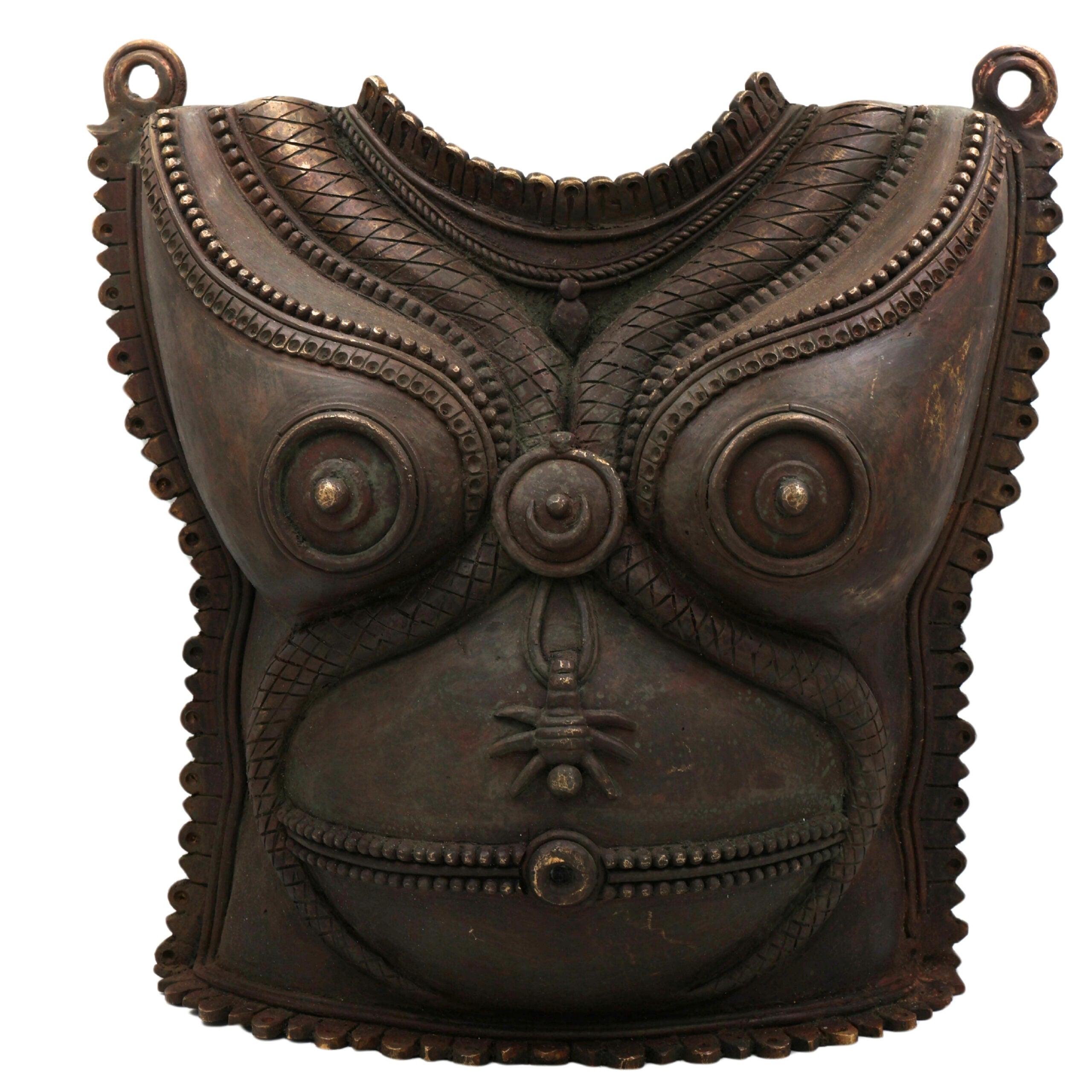 Bhunes Handcrafted Vintage Brass Chest Armor | Decorative Kavach Cuirass | Medieval Warrior Breastplate Wall Art, Black, 17.5 Inch, 1 Piece