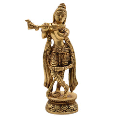 Bhunes Brass Krishna Sculpture – Gopal Krishna Govinda Idol For Home, Office & Temple Decor, Gold, 7 Inch, 1 Piece