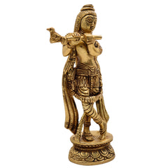Bhunes Brass Krishna Sculpture – Gopal Krishna Govinda Idol For Home, Office & Temple Decor, Gold, 7 Inch, 1 Piece
